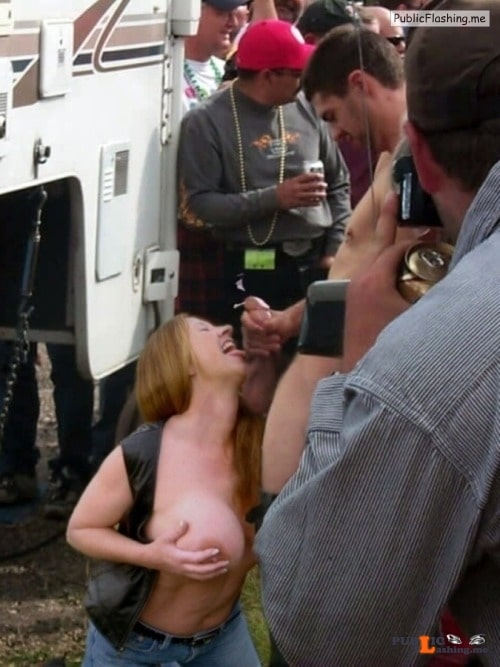 Public nudity photo festivalgirls: Facial For Chick With Big Boobs... Public Flashing