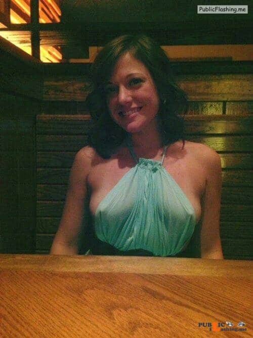 Exposed in public More breast than dress… Public Flashing