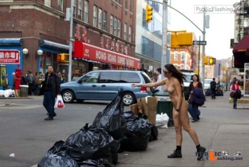 Public nudity photo exposed on public:Take out the trash Follow me for more public... Public Flashing