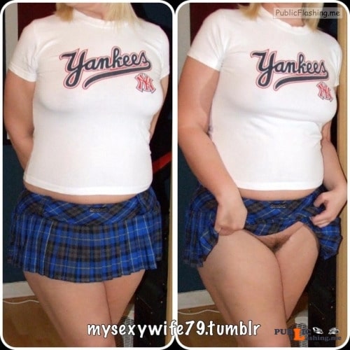 No panties mysexywife79: Proving she’s knickerless under her short skirt!... pantiesless Public Flashing