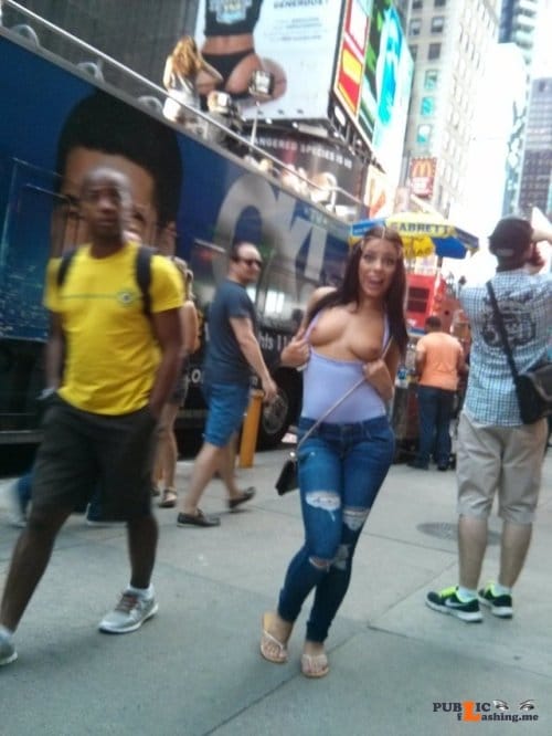 Public nudity photo nudeandnaughtyflashing: Adriana Chechik flashing in NYC Follow... Public Flashing