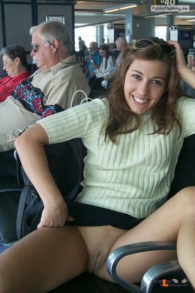Public flashing photo carelessinpublic: Inside an airport lounge in a short skirt and... Public Flashing