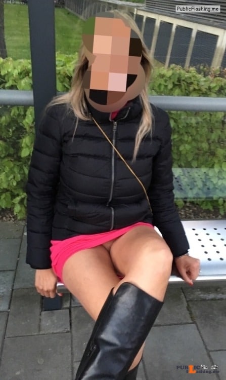 No panties mymihotwife: Waiting for a ride ?who would like to join me pantiesless Public Flashing