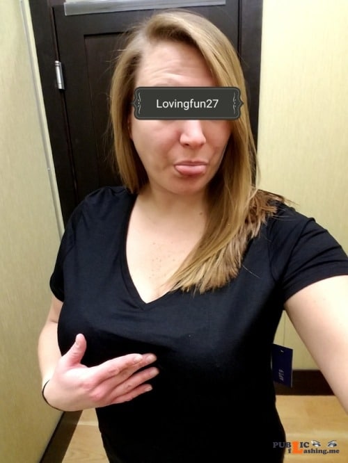 No panties lovingfun27: Went shopping, tried on some new tops. Of course I... pantiesless Public Flashing