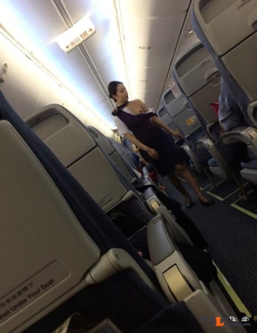 Exposed in public Stewardess nip slip… Public Flashing