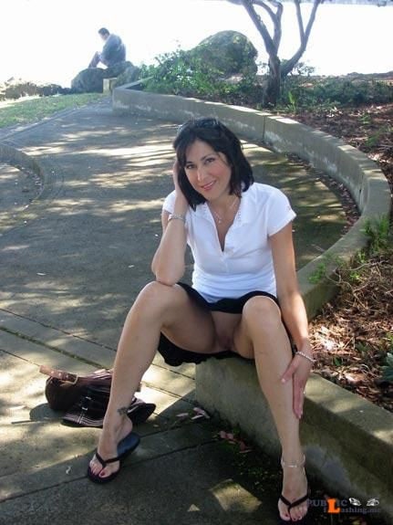 Public flashing photo carelessinpublic:In a park in a short skirt and showing her... Public Flashing