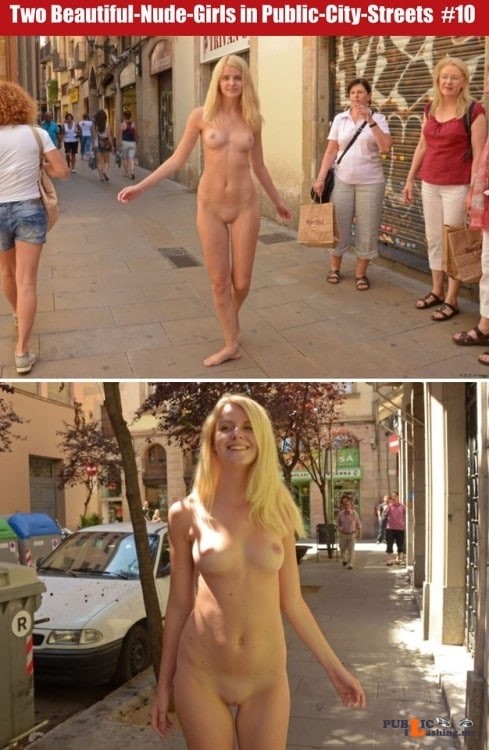 Public nudity photo cfnf clothed female naked female: Two Beautiful Nude Girls in... Public Flashing