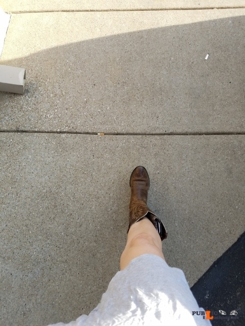 No panties Out and about on a nice spring day in nothing but boots and a... pantiesless Public Flashing