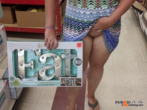 No panties allaboutthefun32: When you find that perfect sign ? pantiesless Public Flashing
