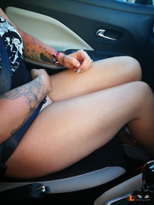 No panties richaz69: Bottomless car ride pantiesless Public Flashing