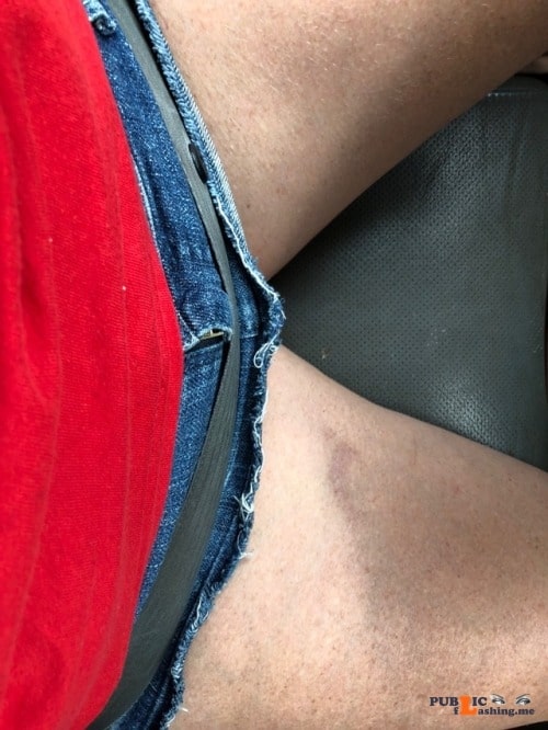 No panties She asked if I thought her skirt was too short. My reply…nope... pantiesless Public Flashing