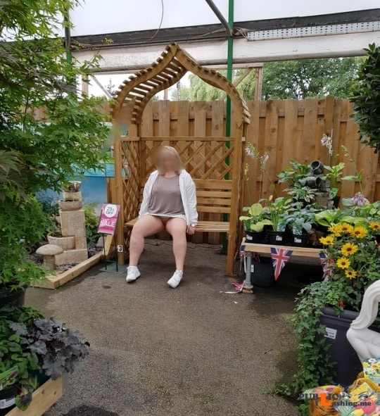 No panties lustycurvesherts: A little trip to the garden centre. Forgot my underwear.. pantiesless Public Flashing