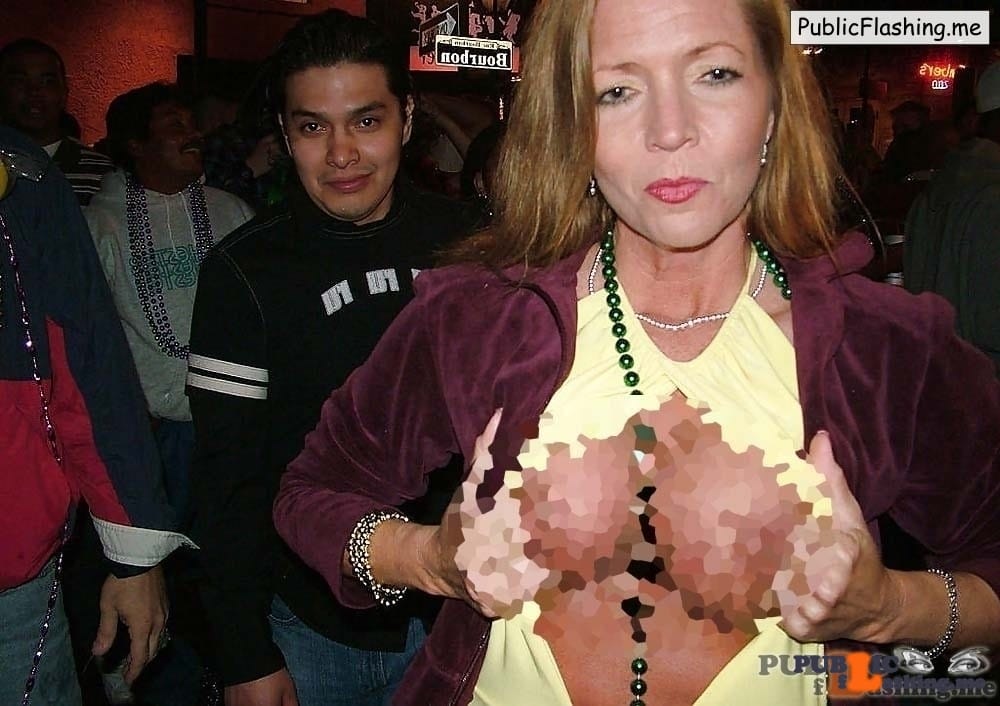 Amateur: MATURE FLASHING TITS Super sexy MILF surrounded by young guys on the street A nice memory from Mexico for the good looking mature MILF. This photo where super sexy MILF is posing with boobs exposed late night on the streets...