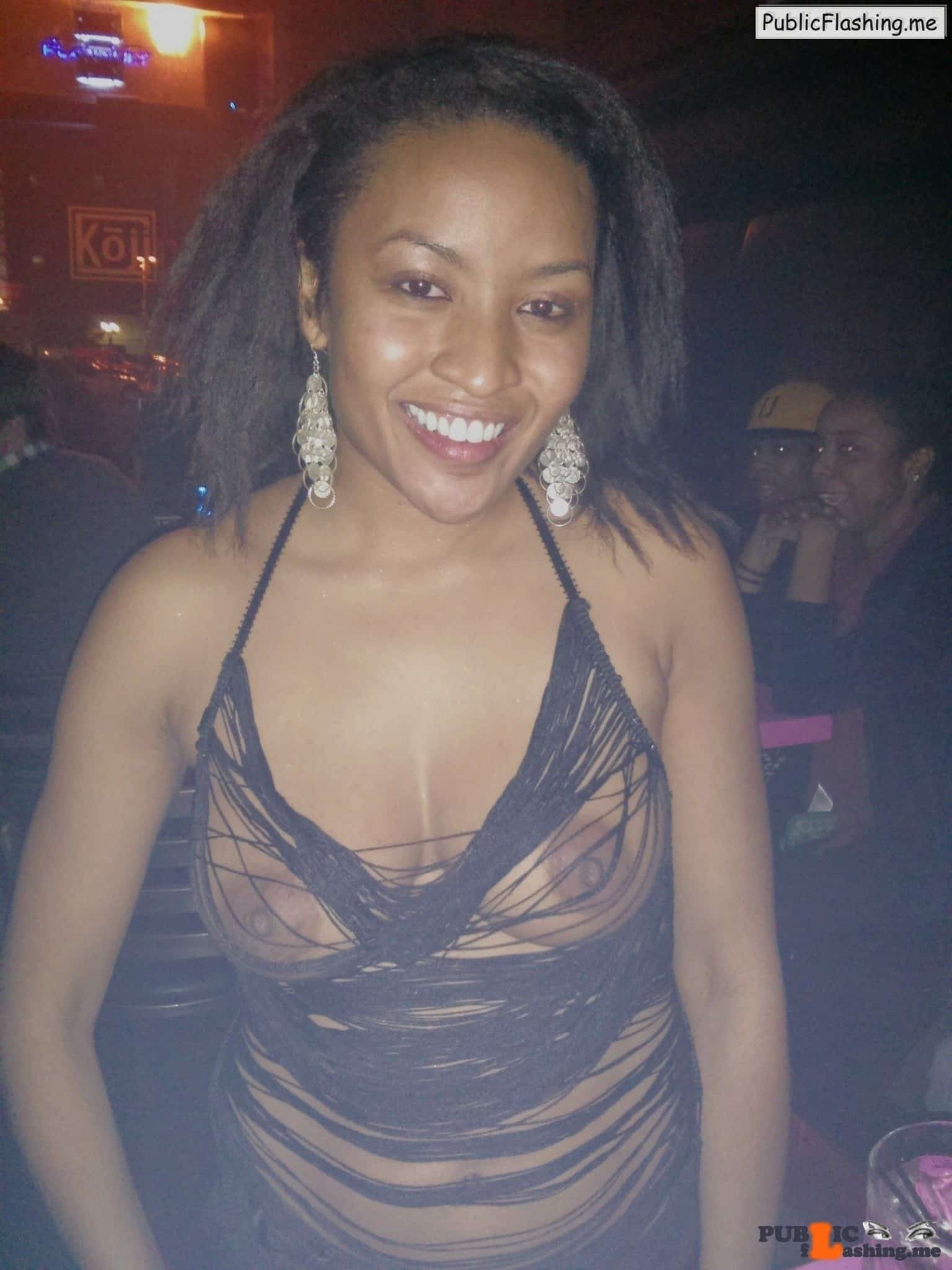 Amateur: Black GF in see trough tank top Ebony girlfriend is very happy to pose to the camera in totally transparent tank top. She was hanging out with her boyfriend in some  night club and she was  wearing black see trough tank...
