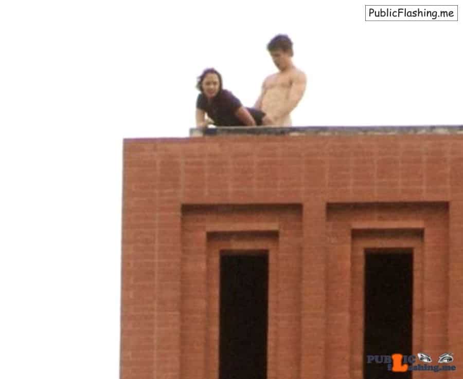 Doggy style on the top of building Public Flashing