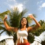 Thin girl is flashing massive boobs on beach GIF