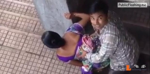 Indian MILF public sex caught in act red handed VIDEO Public Flashing