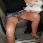 MILF with glasses hadjob and masturbation in driving car VIDEO