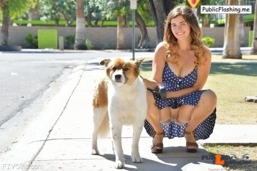 Public Flashing Photo Feed: FTV girls upskirt Busty Gianna takes her dog for a walk, and let’s her kitty get…