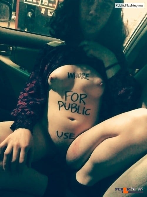 chokechainmistress:She sat like this in the gas station parking... Public Flashing