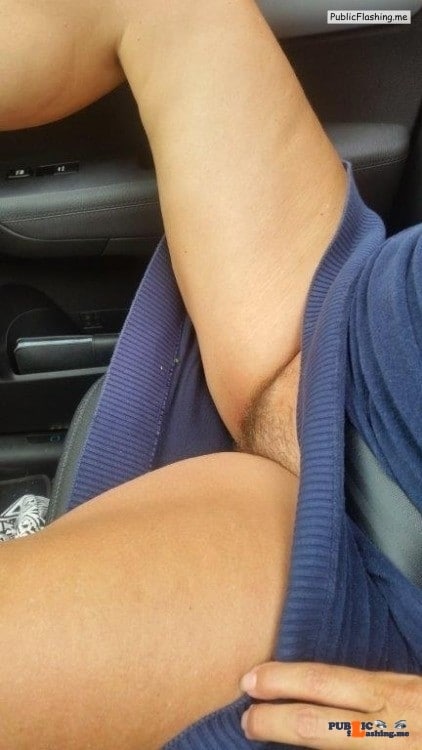 Public Flashing Photo Feed : No panties pattypoes: In the car…. Another commando car ride pantiesless