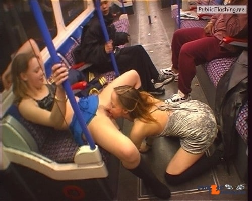 Amateur: Lesbian pussy licking in public transport caught by security camera Two drunk lesbian sluts got caught on security camera of the local train while having a wild sex in front of several strangers. Both are wearing no panties and both...