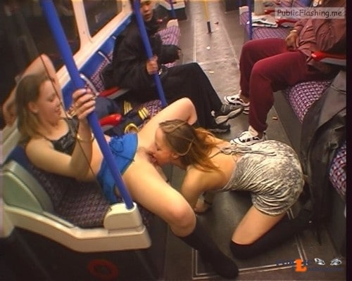 Lesbian pussy licking in public transport caught by security camera Public Flashing