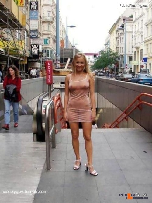 public flashing nude - Public flashing photo carelessnaked: Almost nude in a transparent dress in a public… - Public Flashing Photo Feed