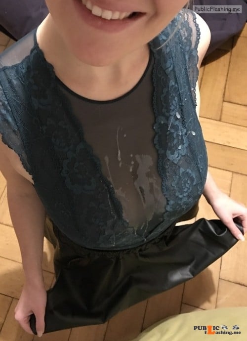 My girlfriend: I love to go out covered in cum Public Flashing