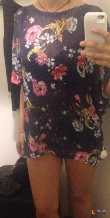 No panties hottysjourney: My new dress… want to see if there’s something... pantiesless Public Flashing