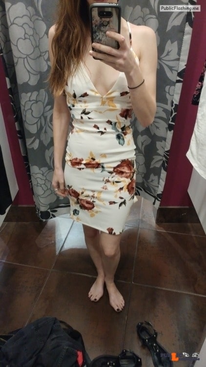 Public Flashing Photo Feed  : No panties deadlynightshade88: Trying on some dresses. Couldn’t decide if… pantiesless