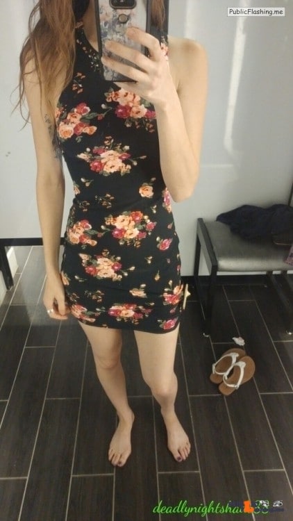 Public Flashing Photo Feed : No panties deadlynightshade88: Trying on dresses. Dress #1. ? pantiesless
