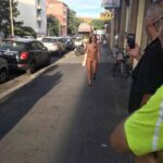 Public nudity photo exposed-on-public:Naked girl walking in Bologna, Italy…