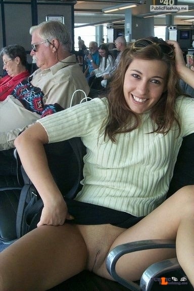 Public Flashing Photo Feed  : Public flashing photo carelessinpublic: Inside an airport lounge in a short skirt and…
