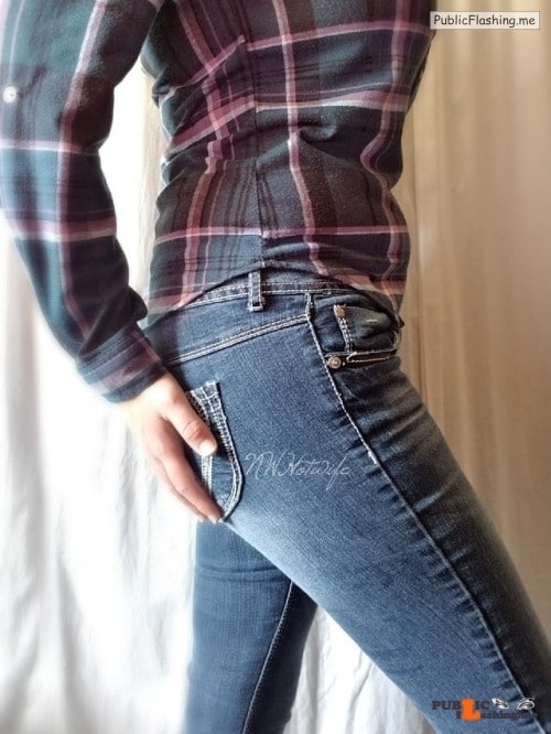 Public Flashing Photo Feed  : No panties nwhotwife: A little Jean Porn for this fine Monday. After… pantiesless