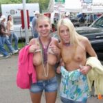 UK blonde slut naked covered with cum on car parking