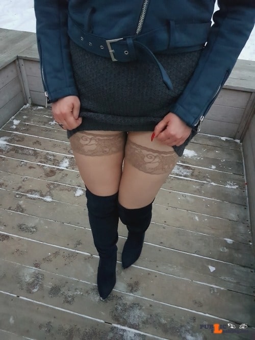 Public Flashing Photo Feed  : No panties anndarcy: Upskirt with stockings as you’ve requested ?Can you… pantiesless
