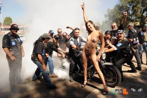 Public Flashing Photo Feed  : Public nudity photo omg-l00k-at-me:Biker Festivals Burnout!! Follow me for more…