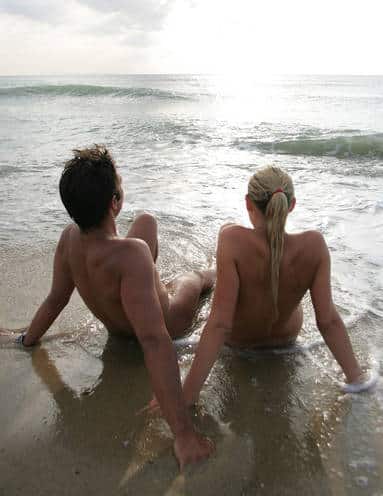 nude in beach - romantic sunset on nude beach - Amateur