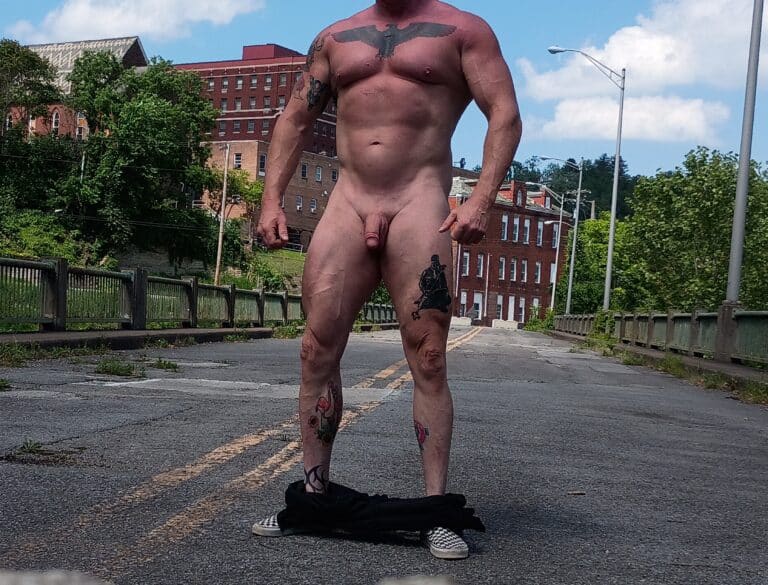 Abandoned Bridge: Naked and Tattooed